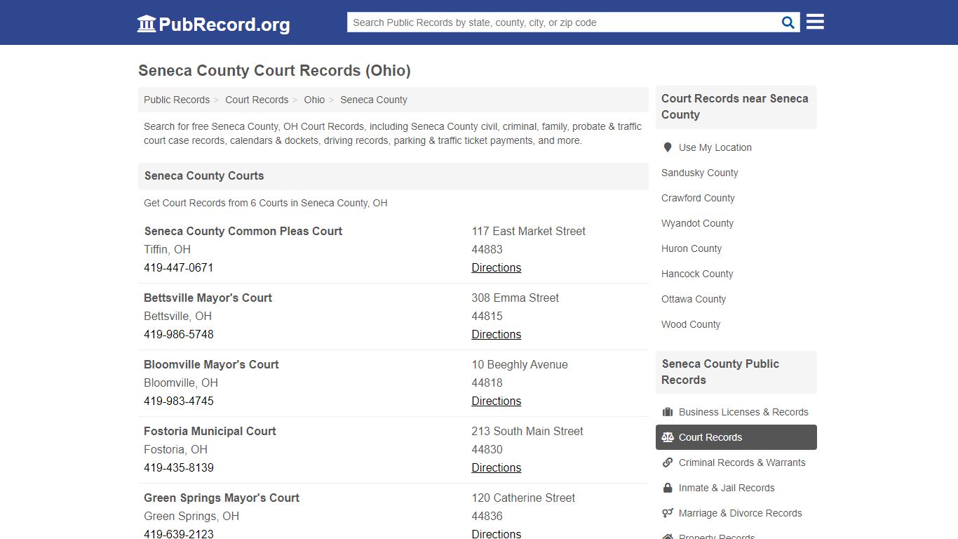 Free Seneca County Court Records (Ohio Court Records) - PubRecord.org